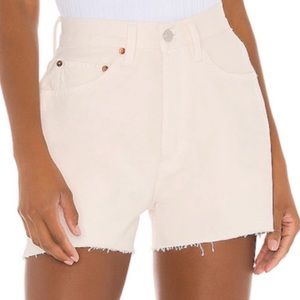 NWT RE/DONE 50s Cutoff High Waisted Denim Shorts in Vintage White Size 26